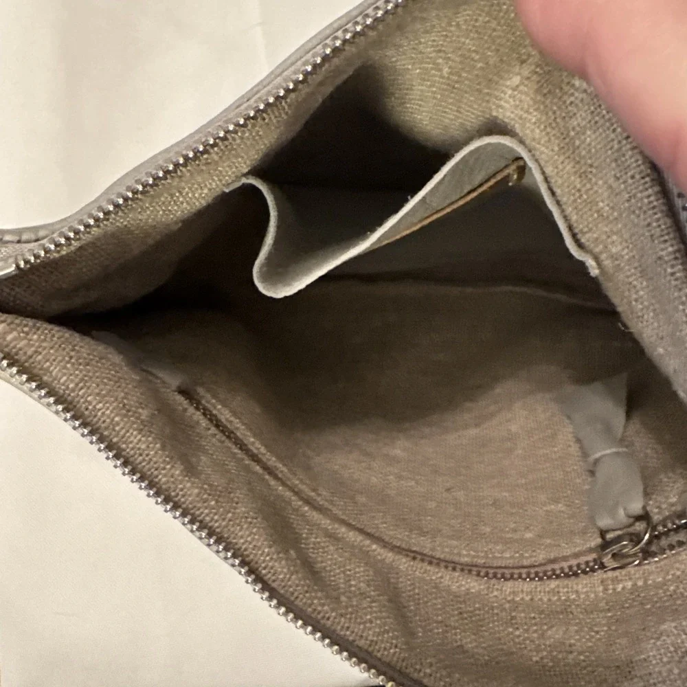 Byloom and Hyde Light Gray Pleated‎ Clutch Leather Bag With Wrist Strap